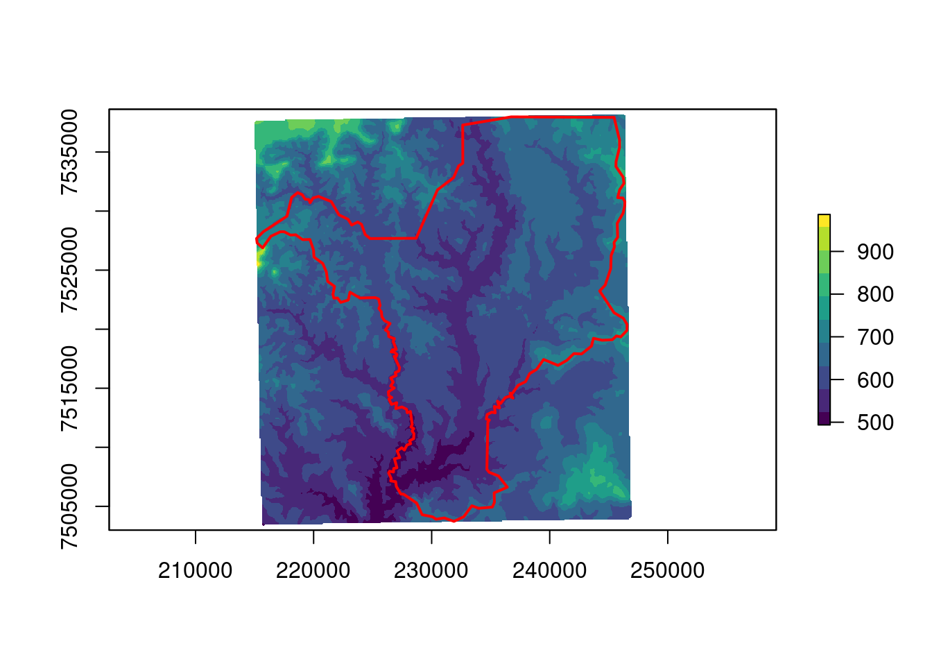 Desagregação (diminuição do pixel para 45 metros) utilizando o método bilinear para o raster de elevação para Rio Claro/SP.