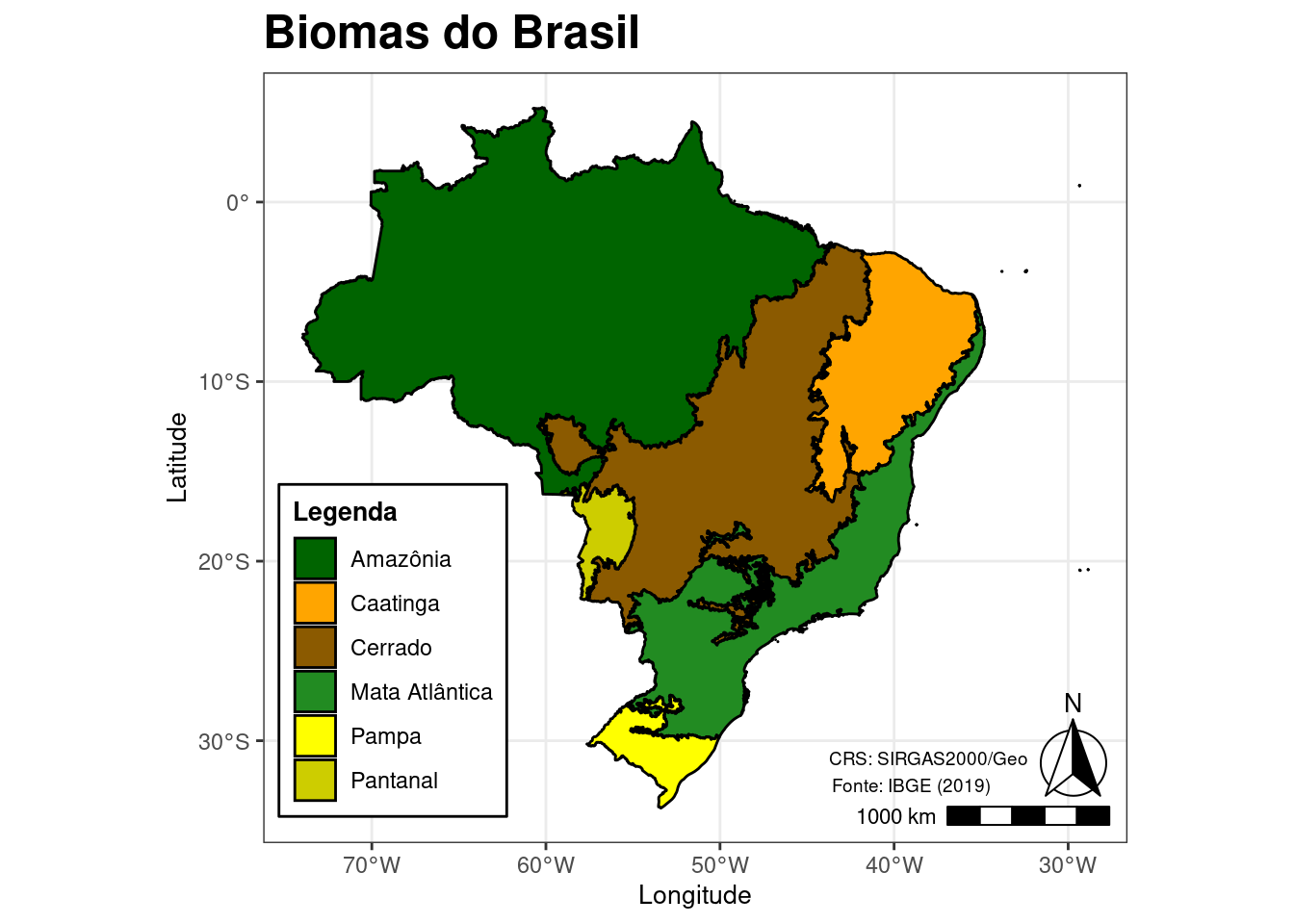 Mapa de Biomas do Brasil com o pacote `ggplot2`.